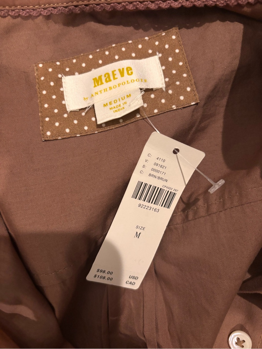 Anthropologie Brown Button-Down Shirt - Picture 5 of 5